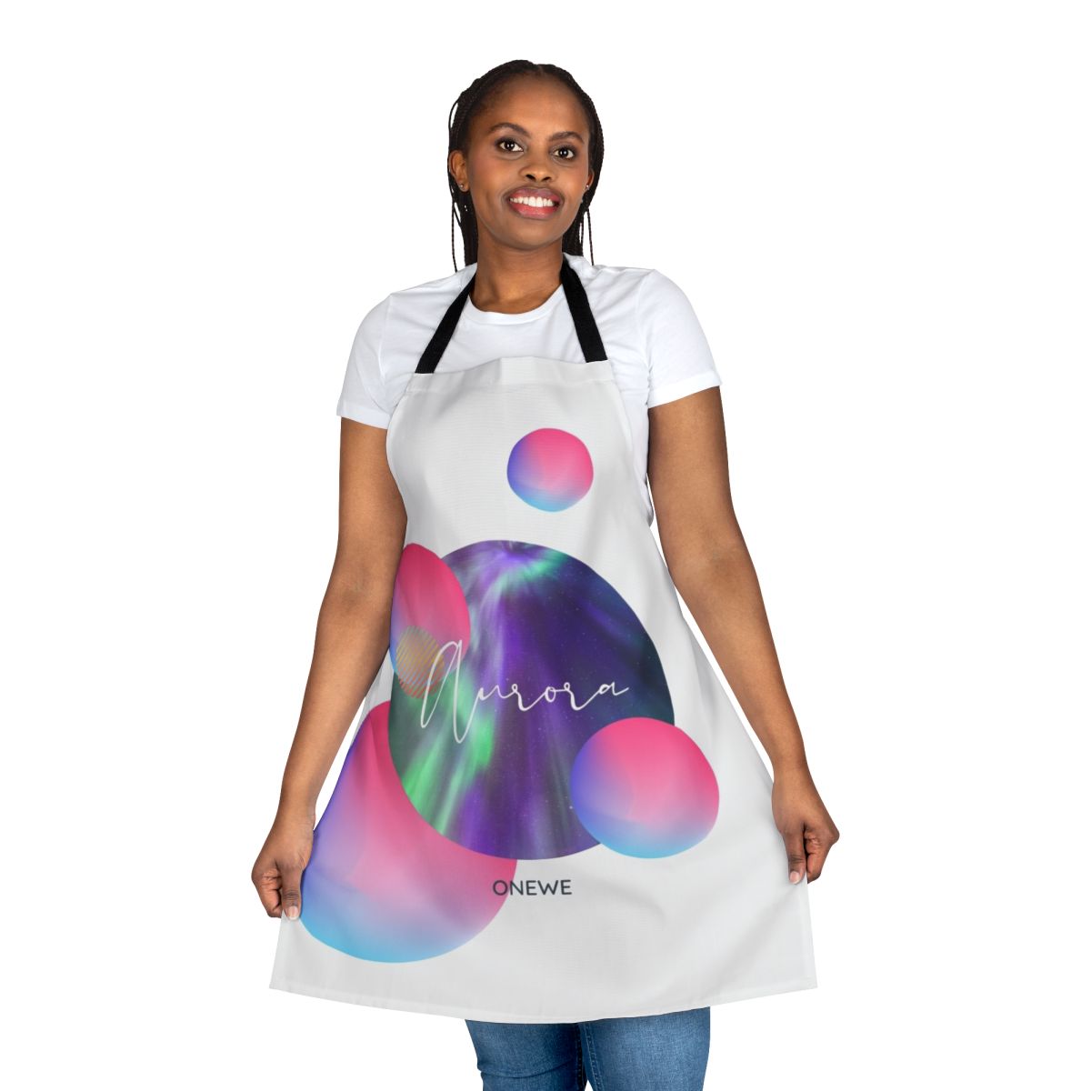 Aurora-inspired onewe fan apron featuring kpop music lyrics and design