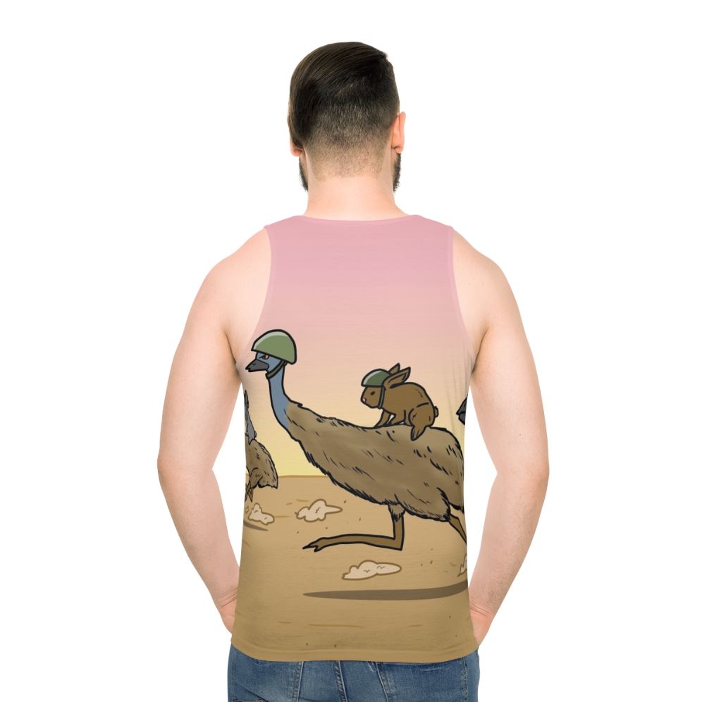 Unisex tank top featuring Australian animals charging into battle