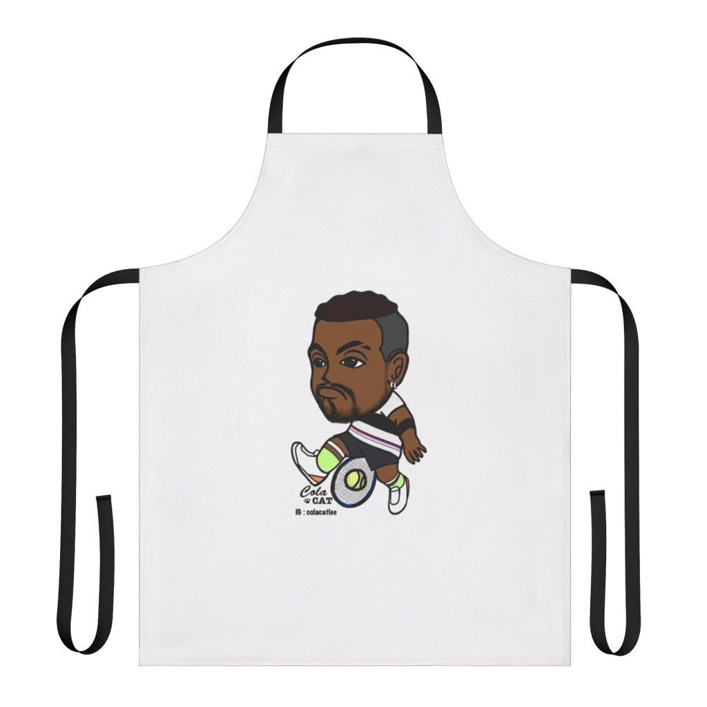 Funny kitchen apron featuring an illustration of Australian tennis player Nick Kyrgios