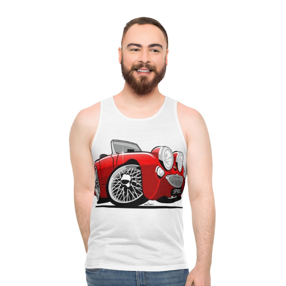 Austin Healey Sprite sports car graphic unisex tank top