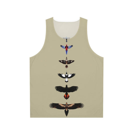 Unisex tank top with illustrated Australian birds