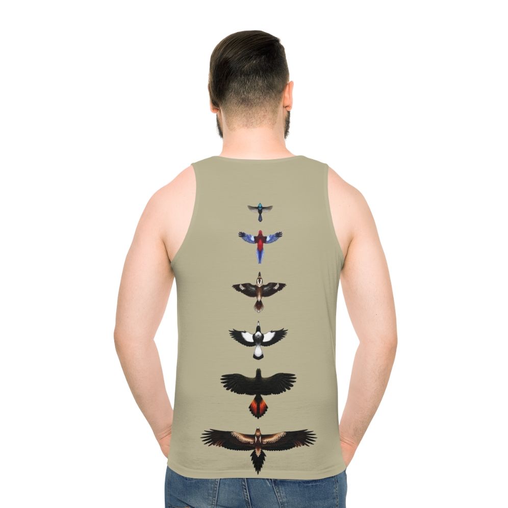 Unisex tank top with illustrated Australian birds
