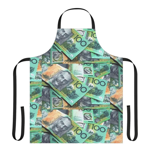 Australian-themed apron with 100 dollar note design