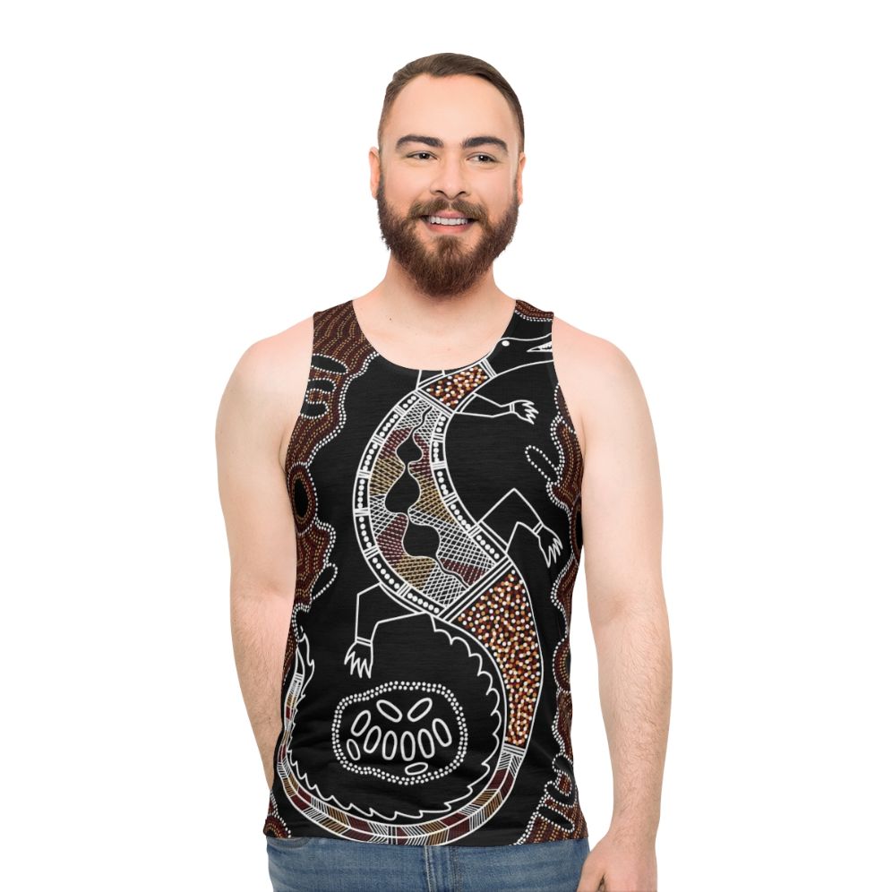 Authentic Aboriginal Art Crocodile Unisex Tank Top