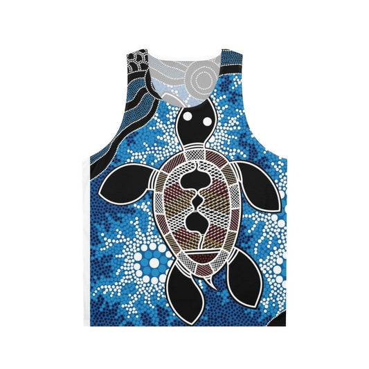 Authentic Aboriginal Art Sea Turtles Unisex Tank Top