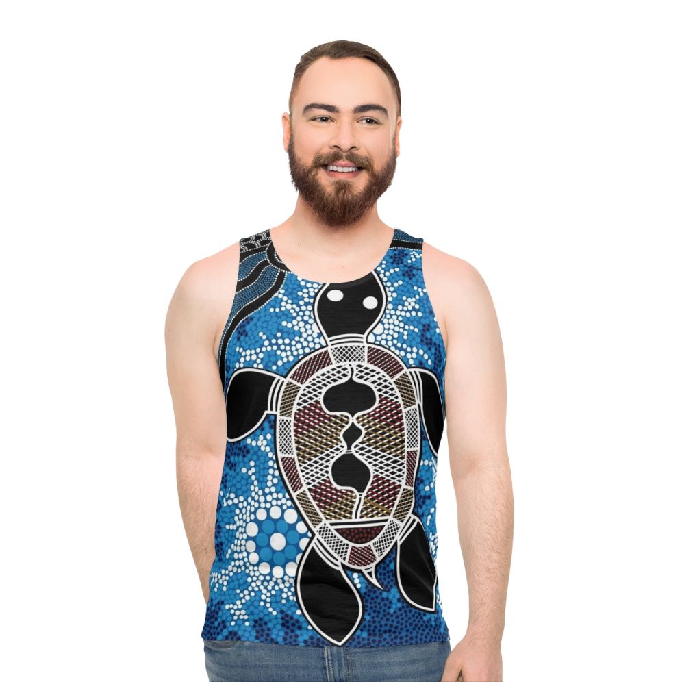 Authentic Aboriginal Art Sea Turtles Unisex Tank Top