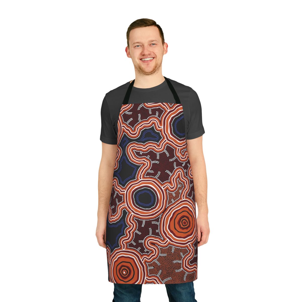 Authentic Aboriginal-Inspired Art Apron featuring traditional Australian indigenous dot painting designs