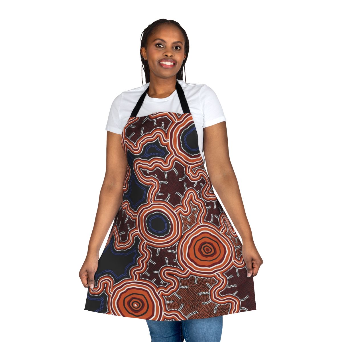 Authentic Aboriginal-Inspired Art Apron featuring traditional Australian indigenous dot painting designs
