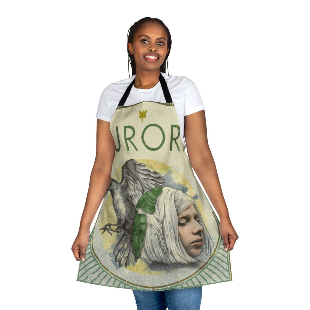 Greenbird apron featuring the artwork and imagery of Norwegian singer-songwriter Aurora Aksnes