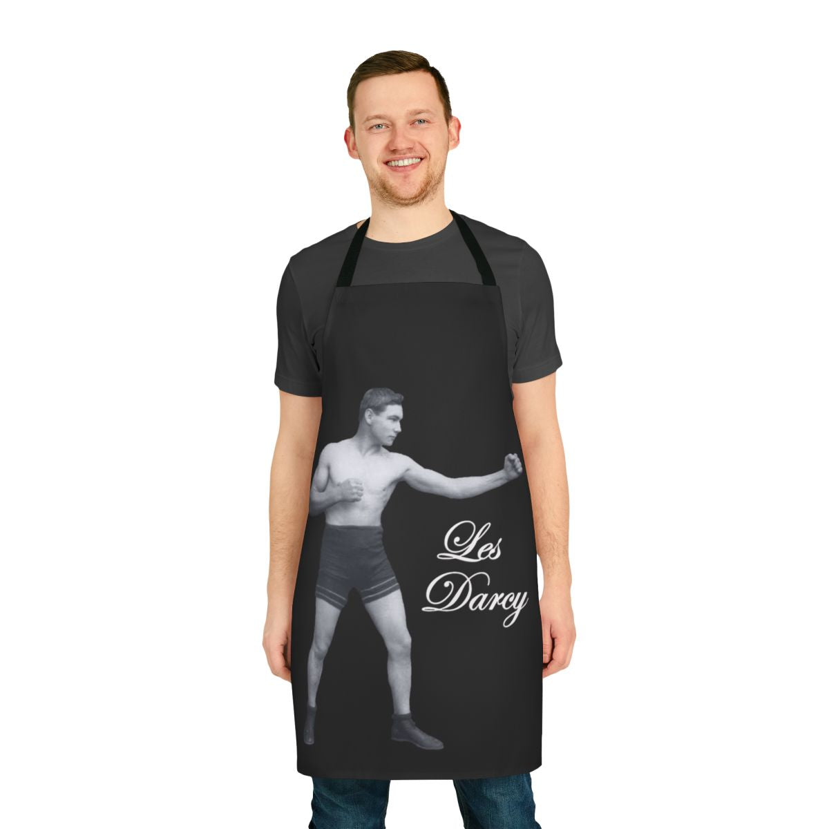 Apron featuring the image and name of legendary Australian boxer Les Darcy