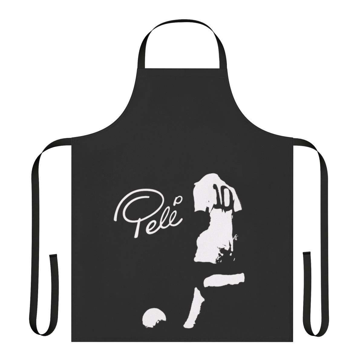Pele soccer player inspired apron with Brazil flag design