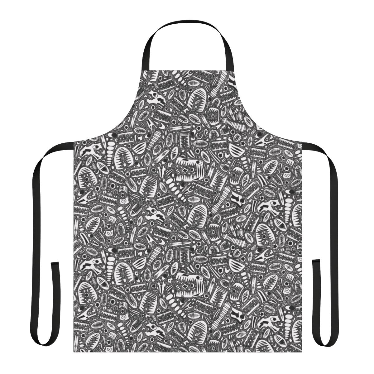 Vintage-style apron featuring a hand-drawn illustration of a crinoid fossil pattern
