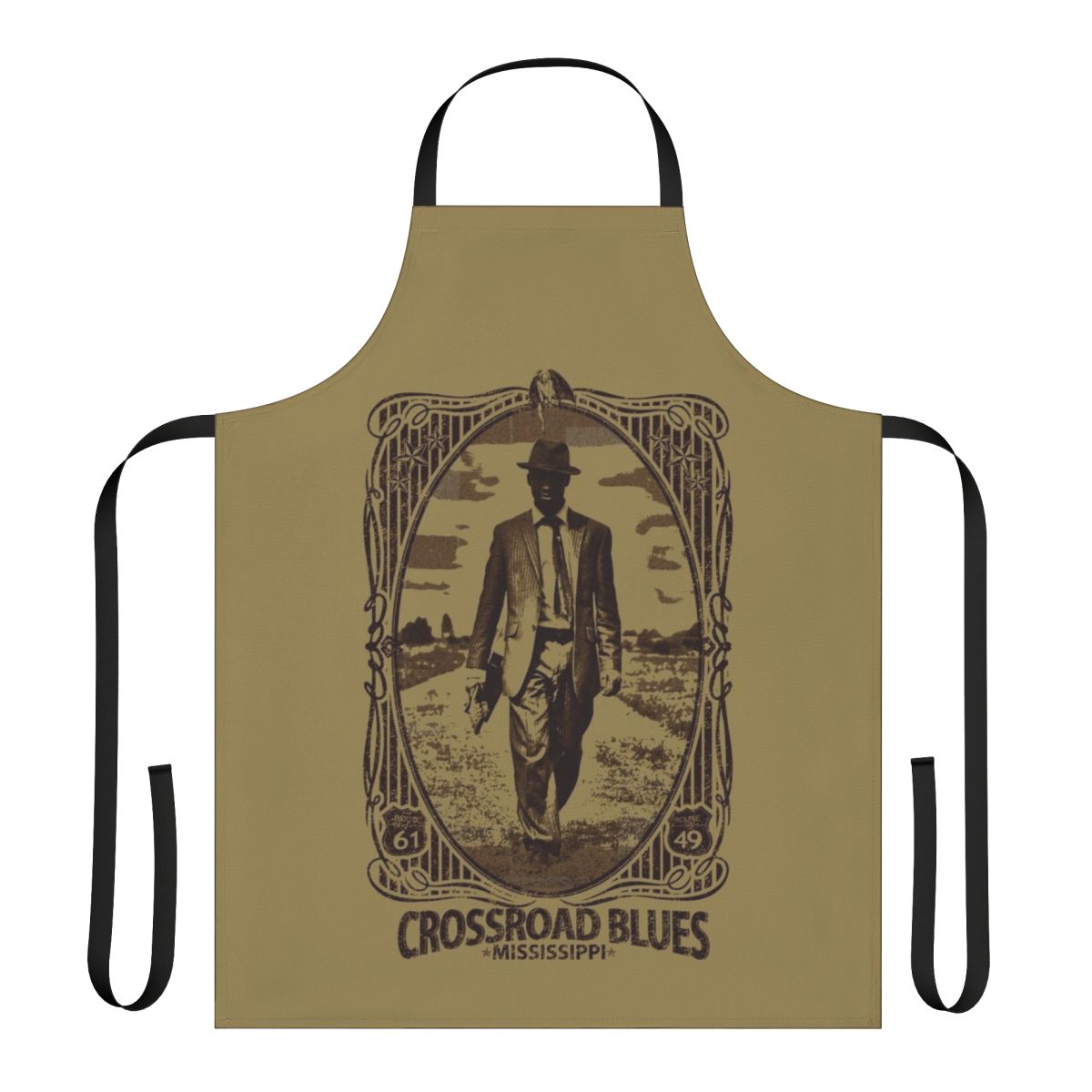 Crossroad Blues Apron featuring delta blues-inspired design