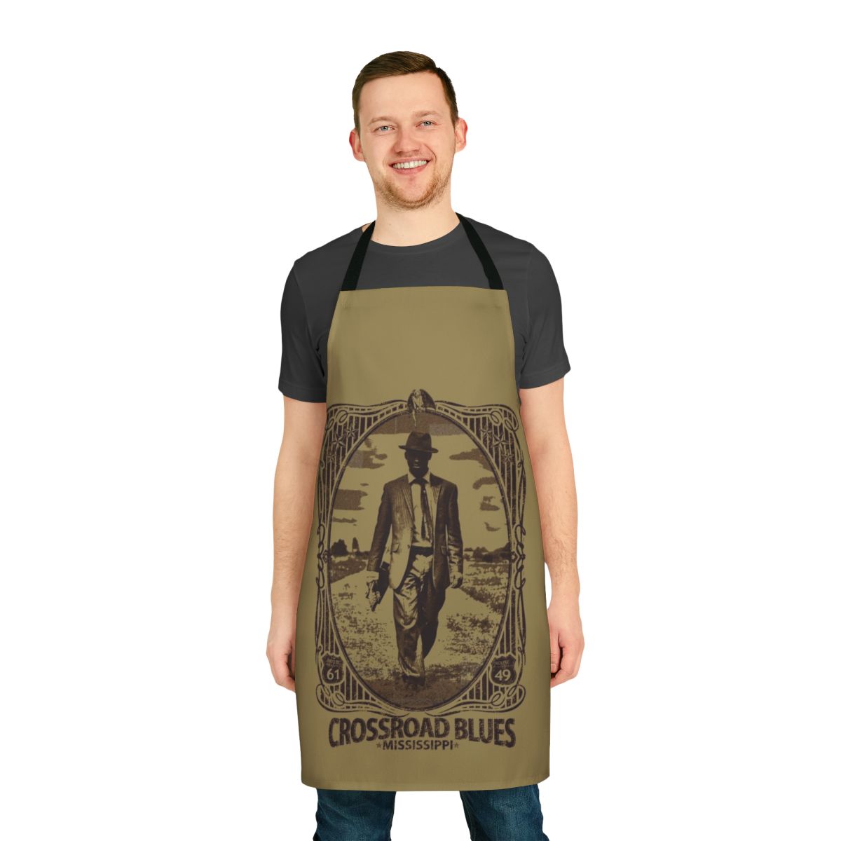Crossroad Blues Apron featuring delta blues-inspired design