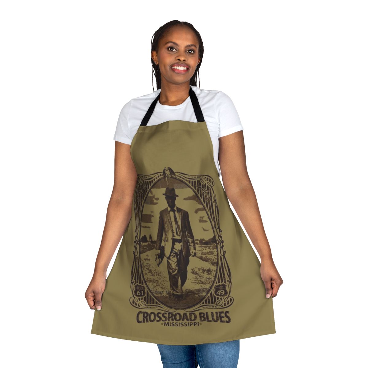 Crossroad Blues Apron featuring delta blues-inspired design