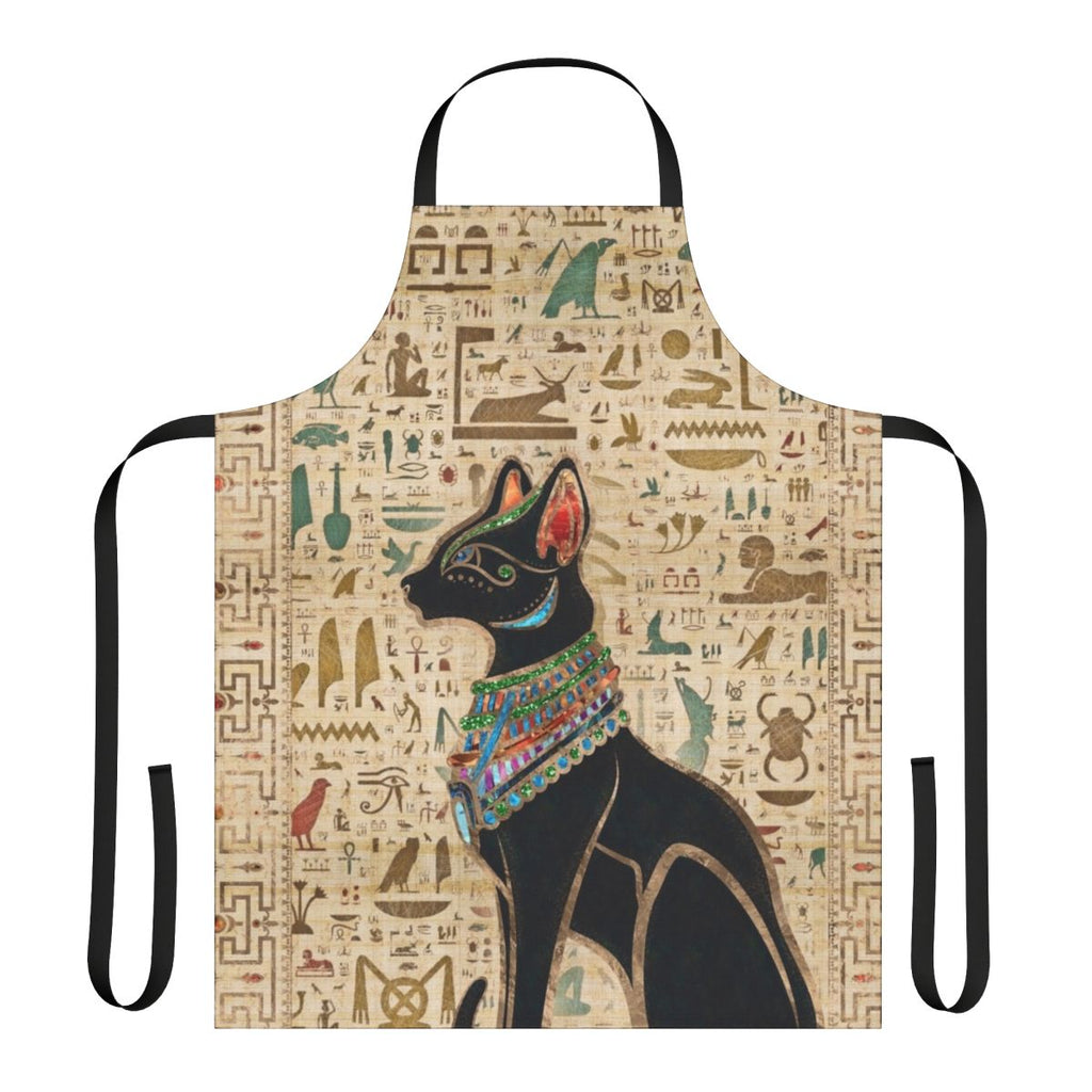 Apron featuring the Egyptian cat goddess Bastet on papyrus background