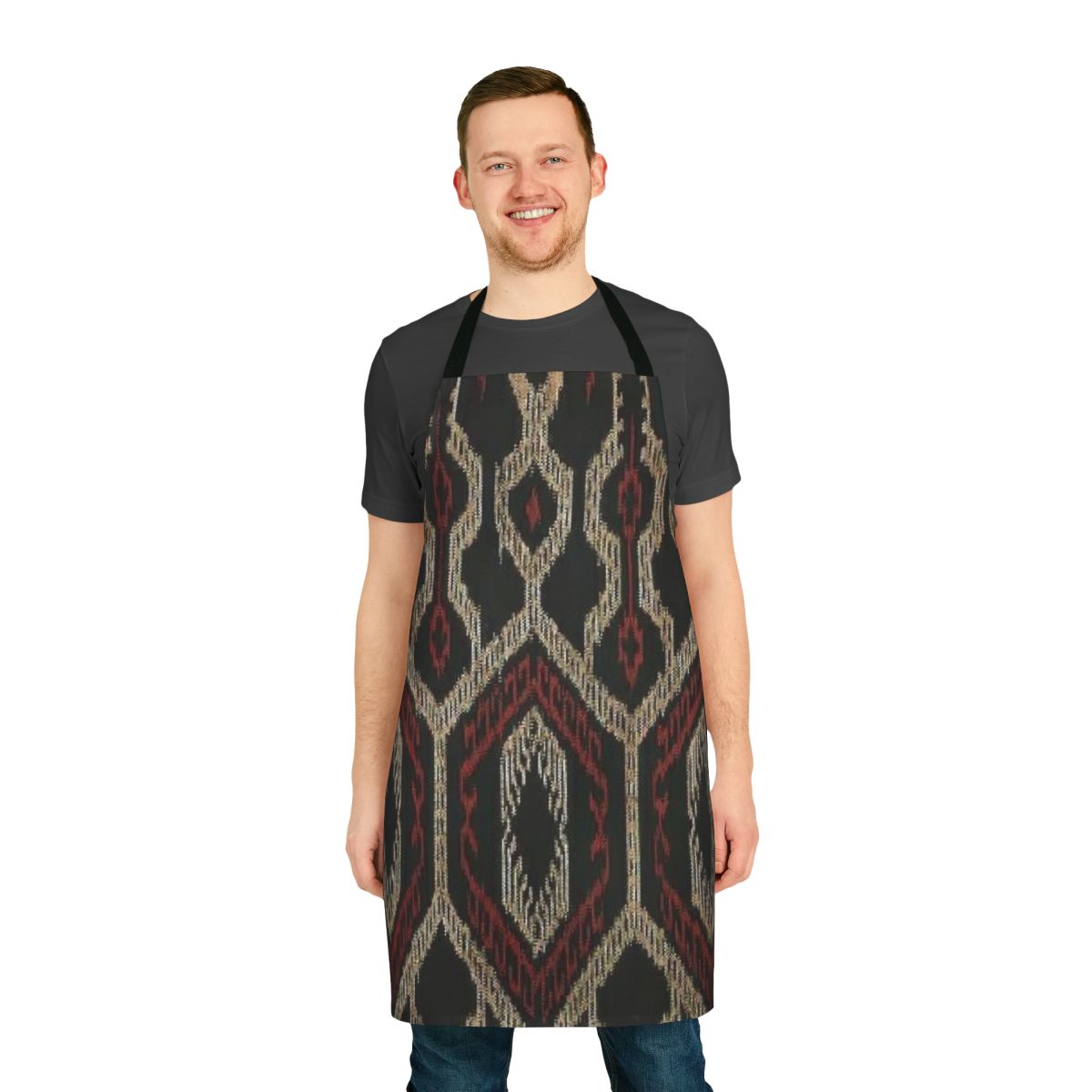 Handmade Filipino ethnic design apron featuring traditional indigenous patterns and textiles from the Philippines.