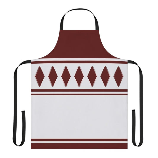 Traditional Finnish jussipaita pattern design on an apron