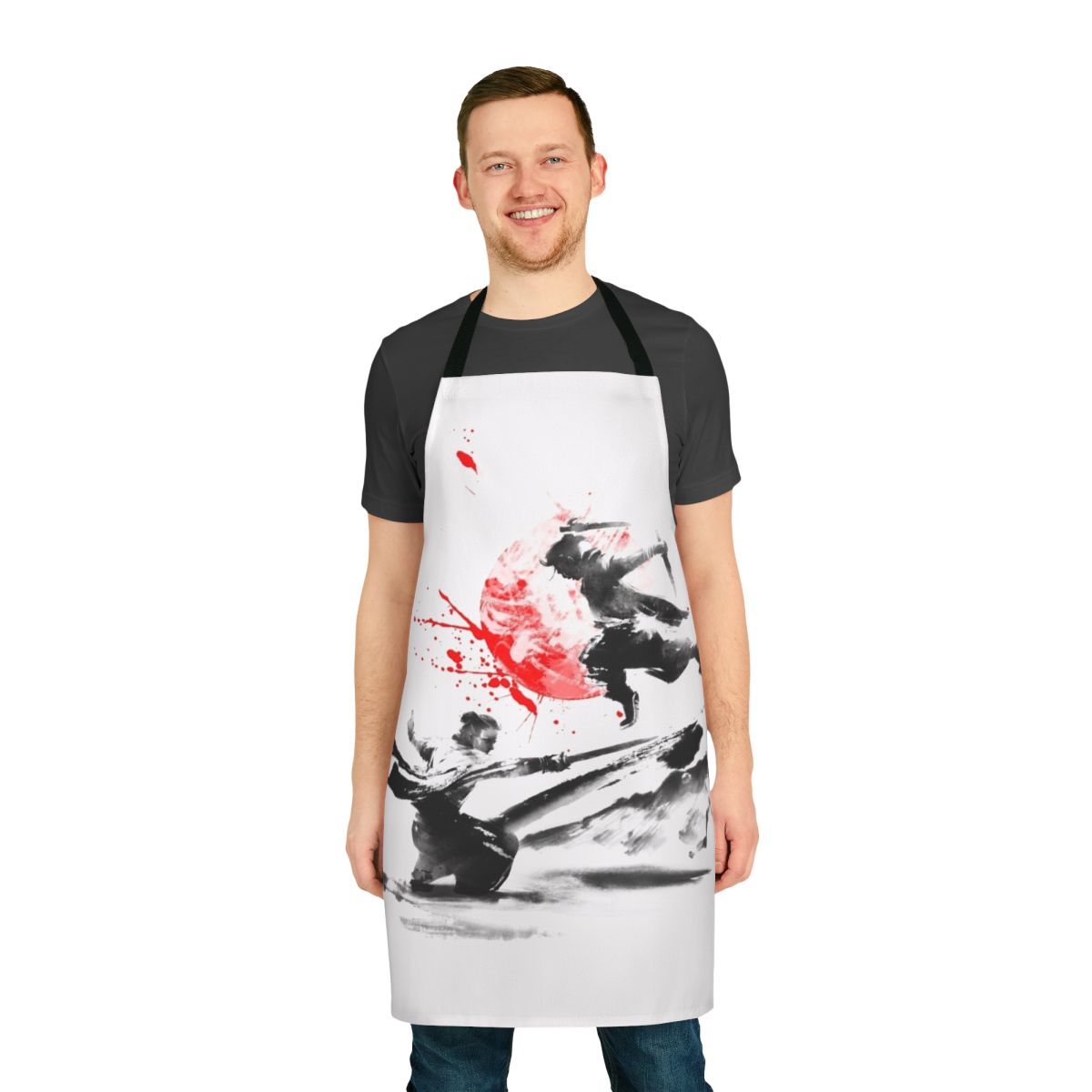 Samurai-inspired apron featuring traditional Japanese design elements