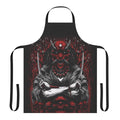 Stylish black apron with Japanese oni demon and sakura flower tattoo artwork