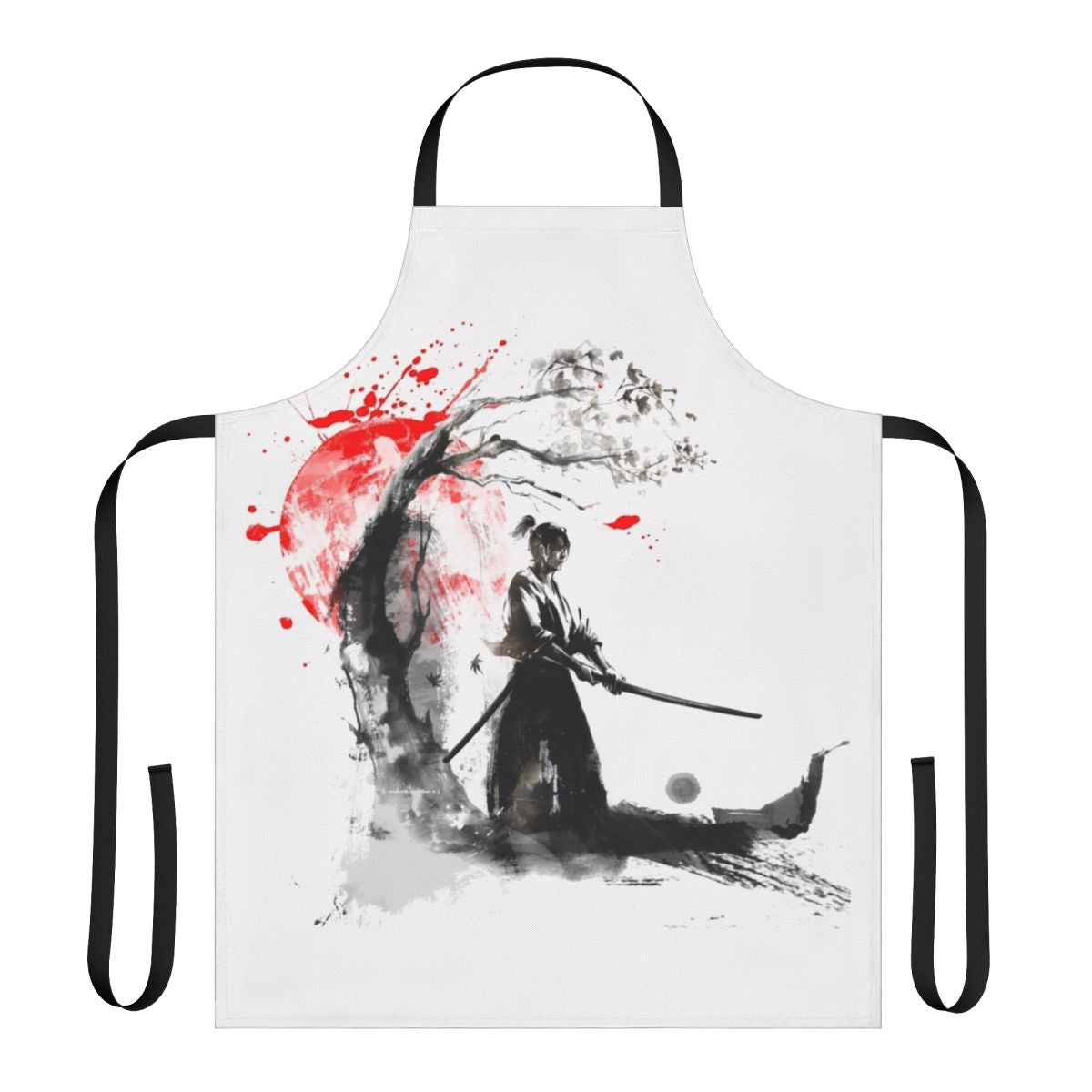 Stylized image of a Japanese-inspired samurai-themed apron
