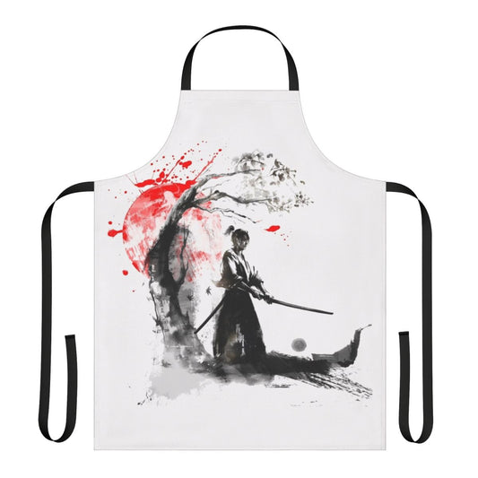 Stylized image of a Japanese-inspired samurai-themed apron