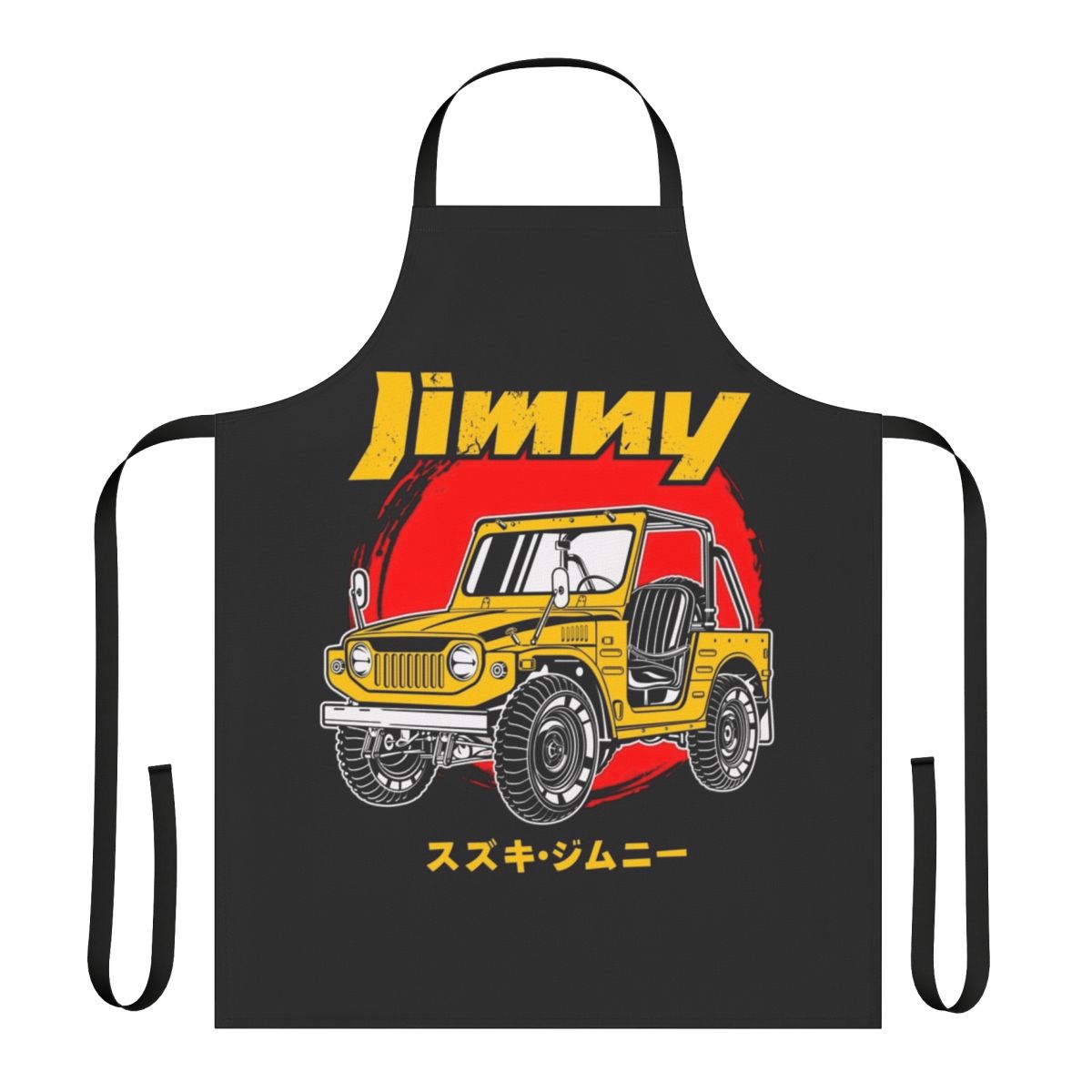 Stylish yellow apron featuring the iconic Jimny design for off-road adventures