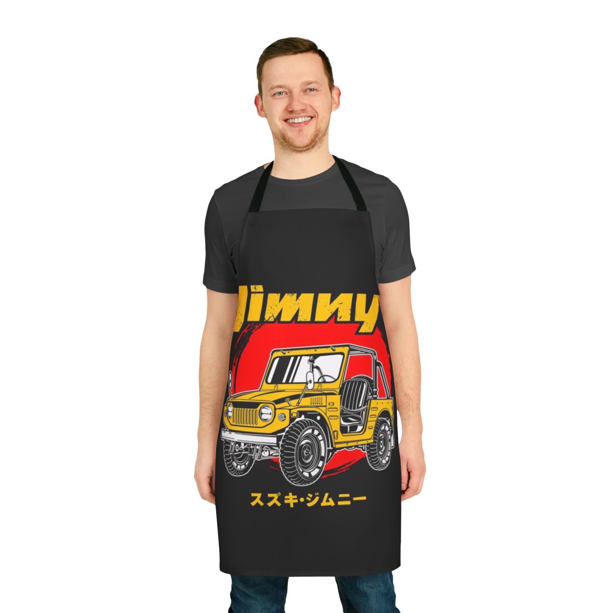 Stylish yellow apron featuring the iconic Jimny design for off-road adventures