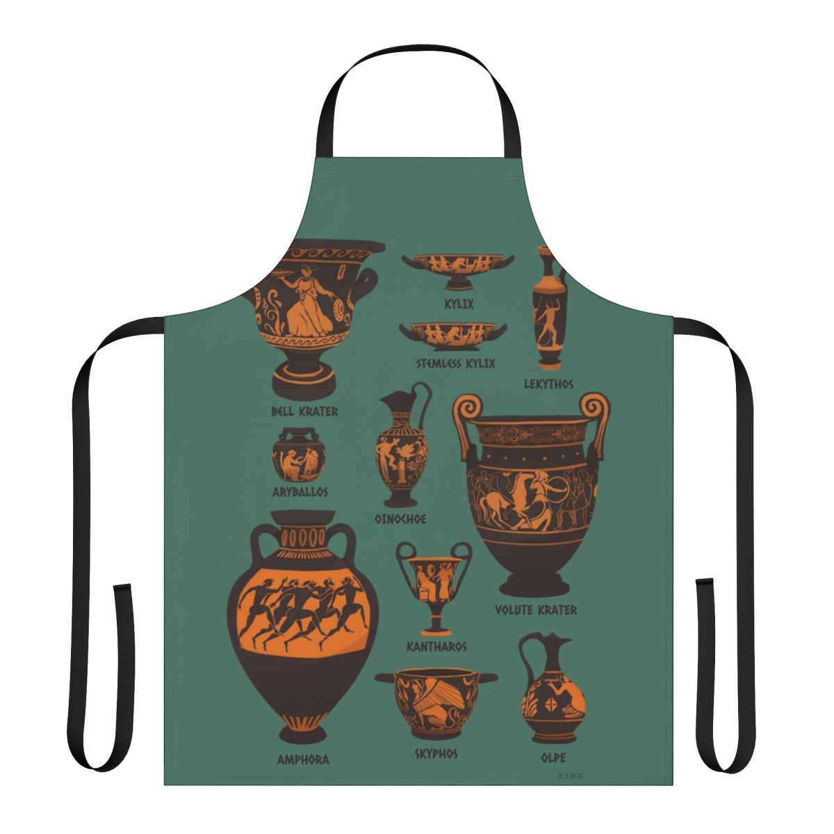 Artistic apron featuring ancient Greek pottery designs