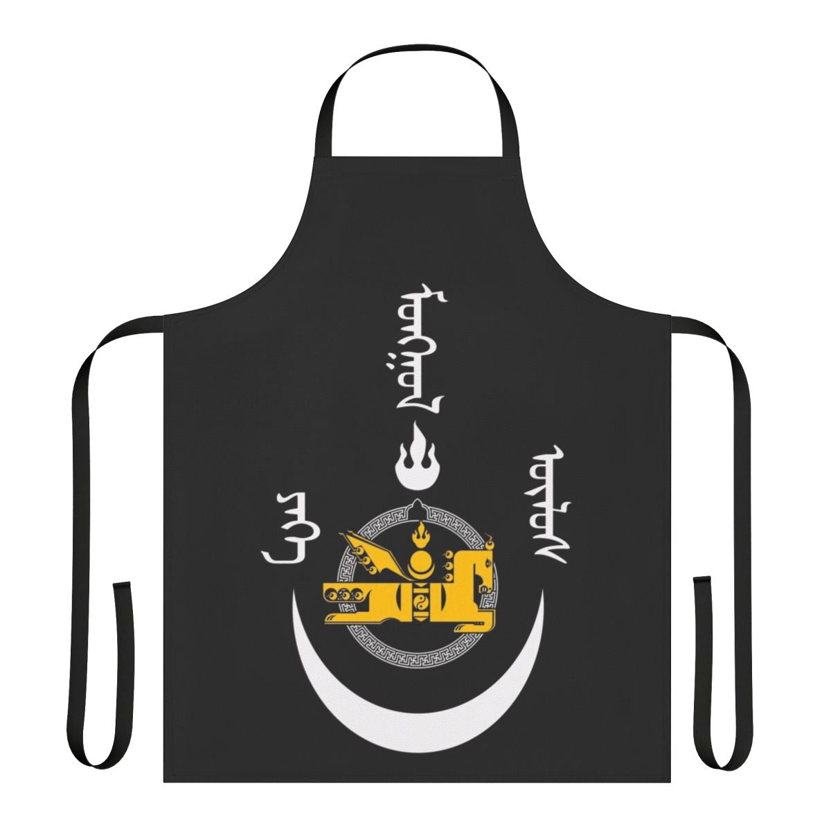 Mongol Empire-inspired apron with Genghis Khan and Mongolian flag design
