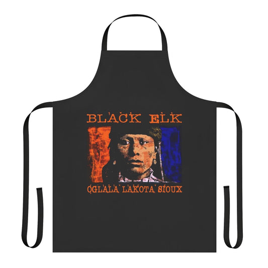 Handmade Black Elk inspired apron featuring traditional Oglala Lakota Sioux symbols and designs