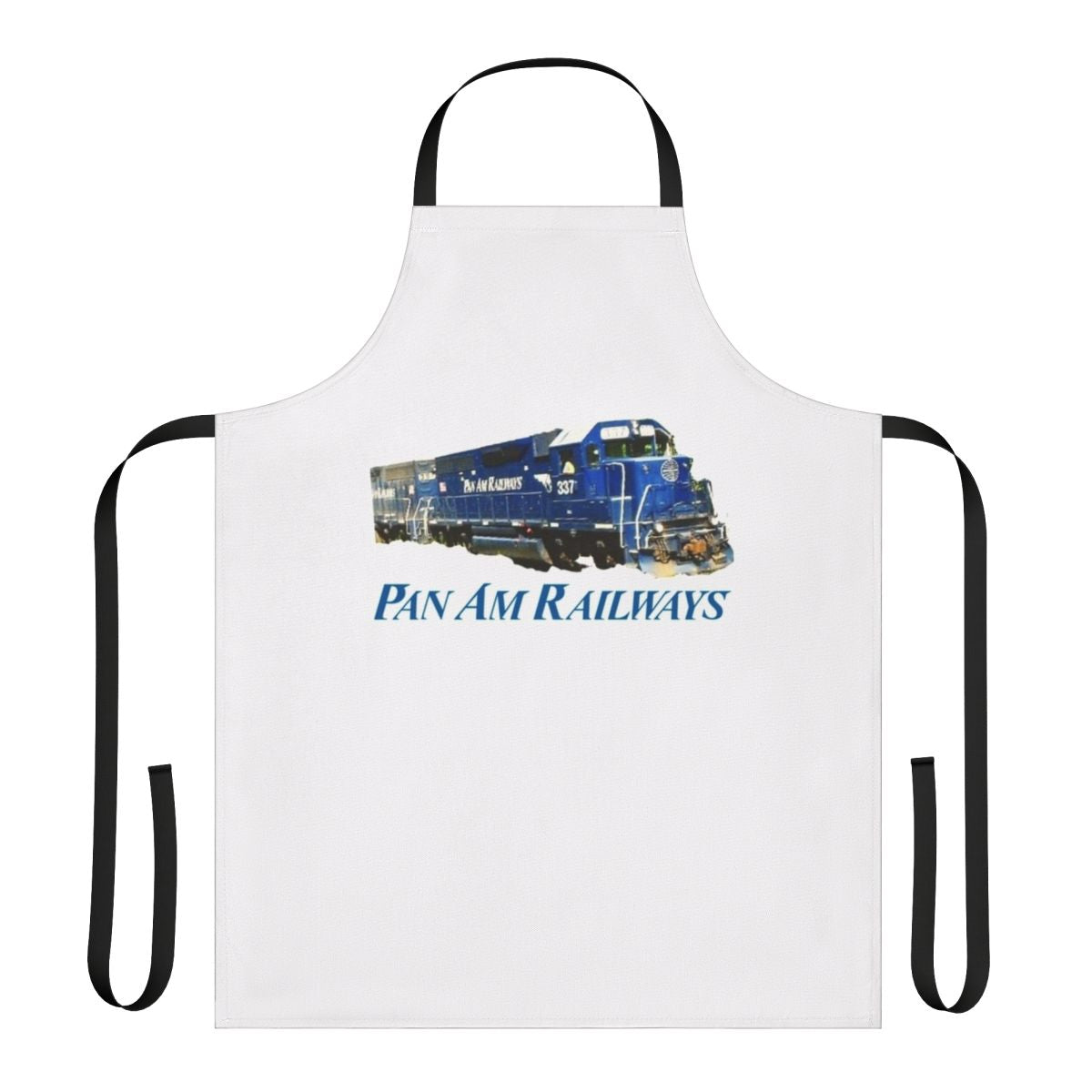 Durable apron with a pan am railway train driver inspired design, perfect for railfans and train enthusiasts.