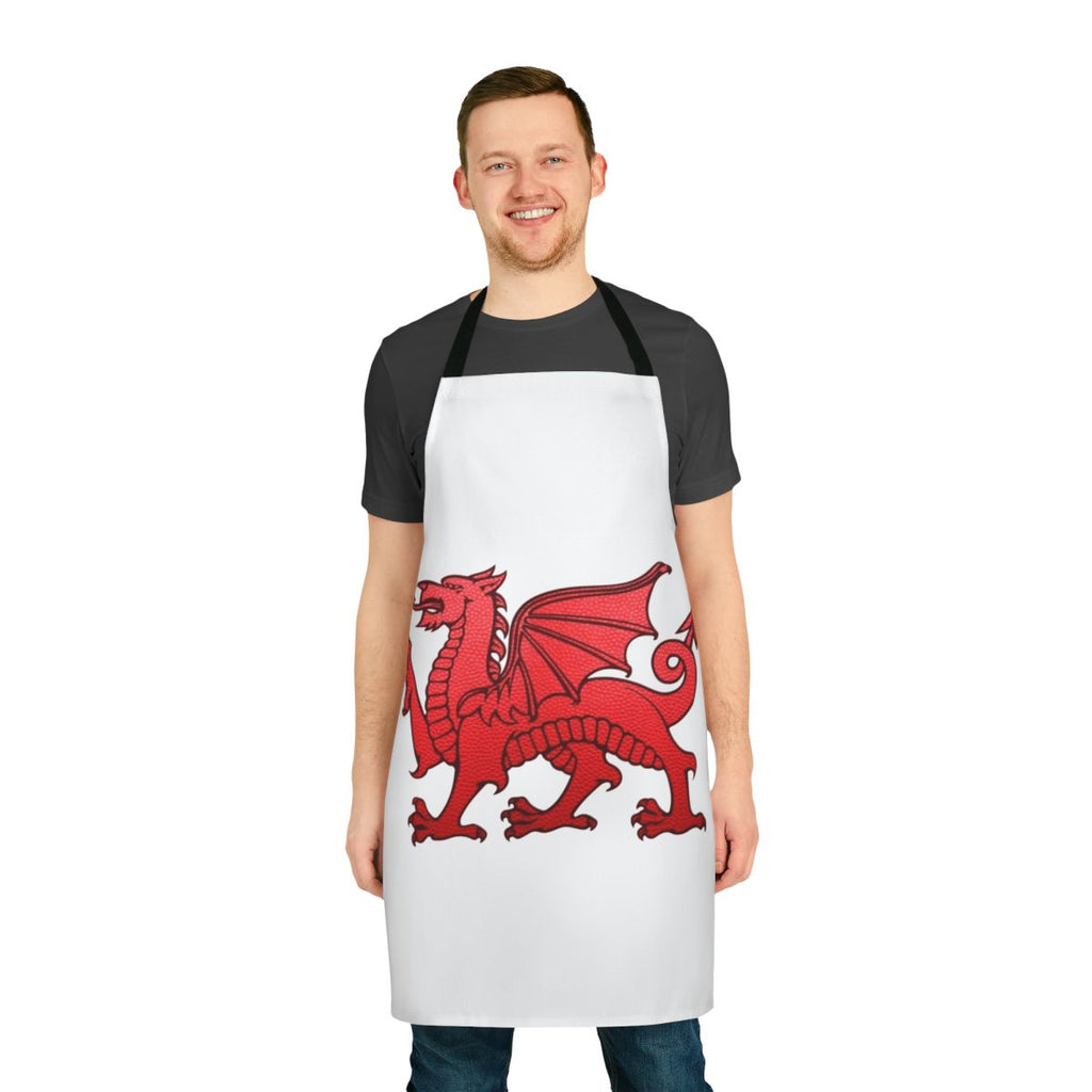 Red dragon leather texture design on a durable kitchen apron