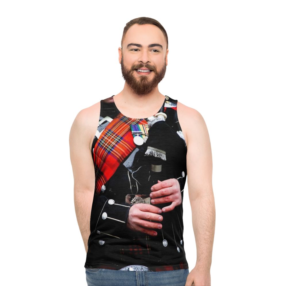 Unisex tank top with a bagpipe design