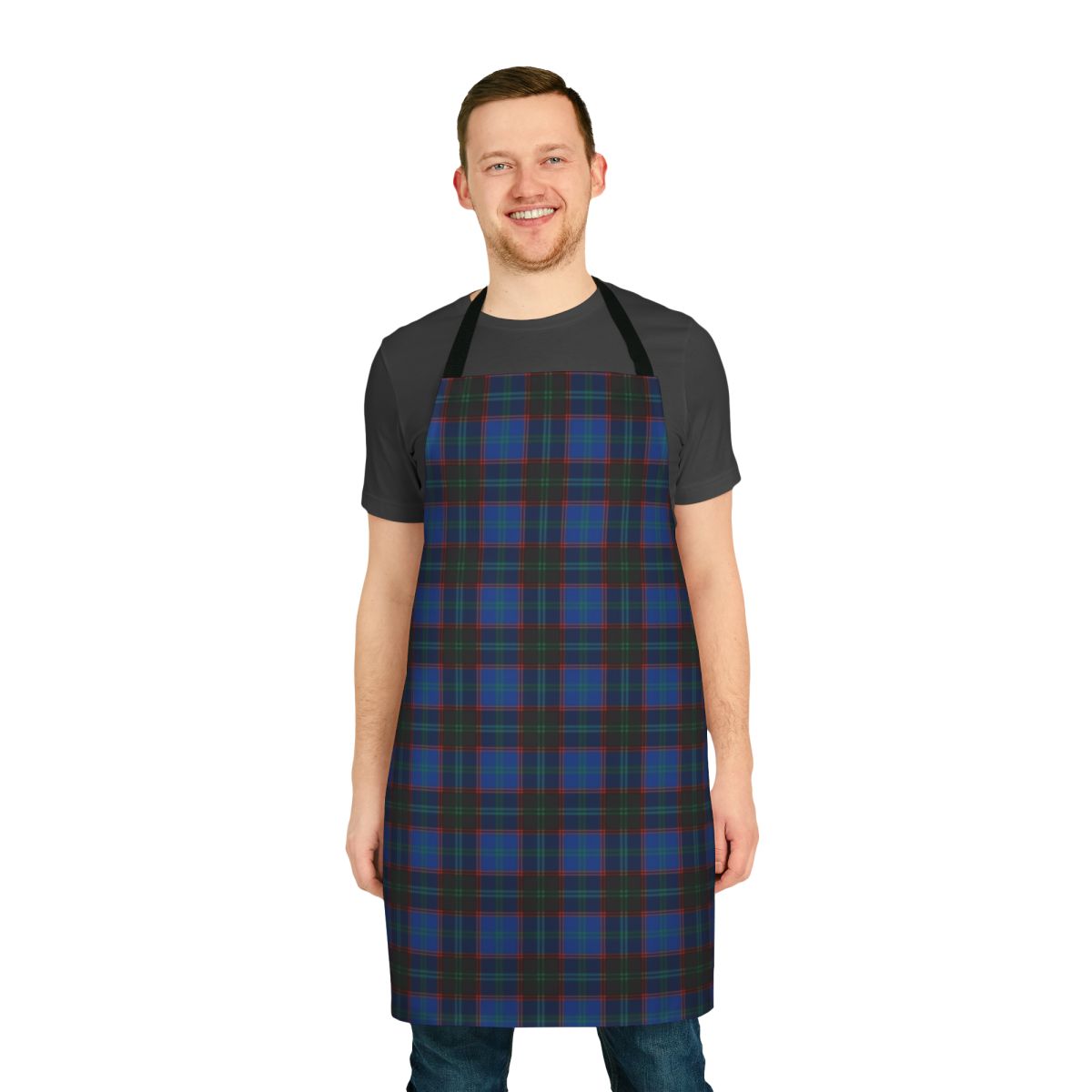 Clan Hume tartan pattern apron featuring a classic Scottish plaid design.