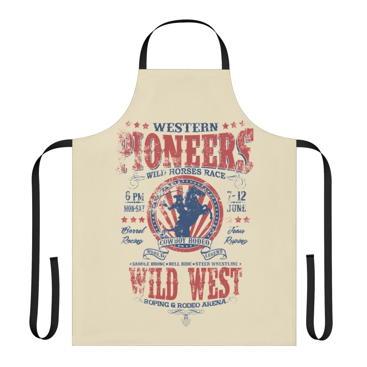 Western-style apron with classic cowboy and ranch motifs