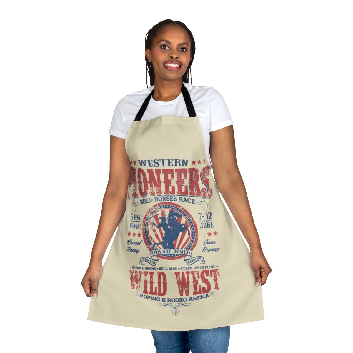 Western-style apron with classic cowboy and ranch motifs