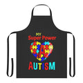 Autism awareness apron with superhero design and puzzle pieces
