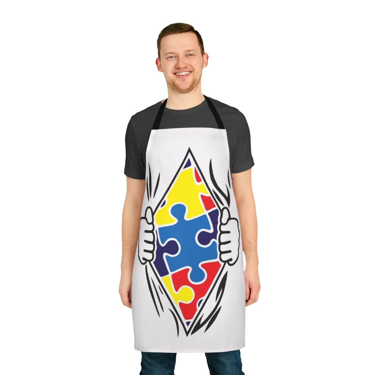 Autism-Friendly Superhero Apron with Vibrant Design