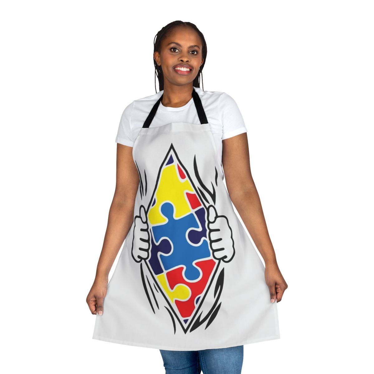 Autism-Friendly Superhero Apron with Vibrant Design