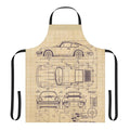 Stylish apron featuring a blueprint design of the iconic Porsche 911 930 model