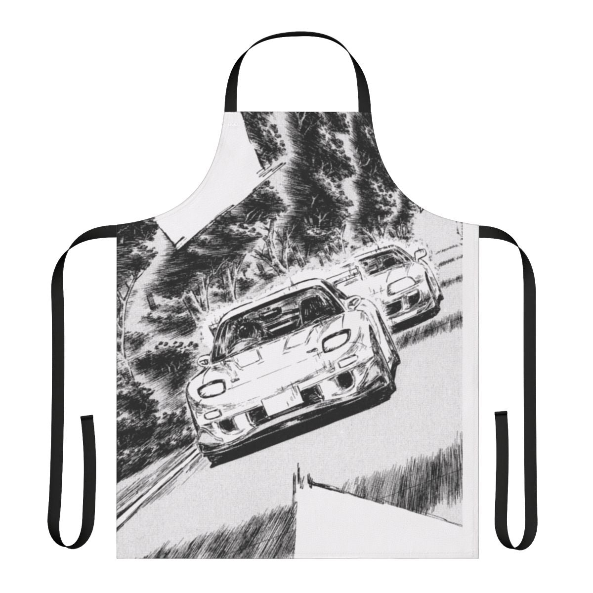 Apron featuring the iconic RX7 and Supra cars from the Initial D anime series