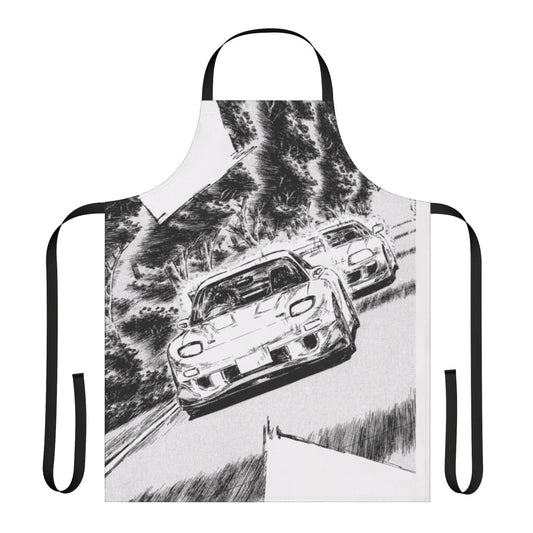 Apron featuring the iconic RX7 and Supra cars from the Initial D anime series