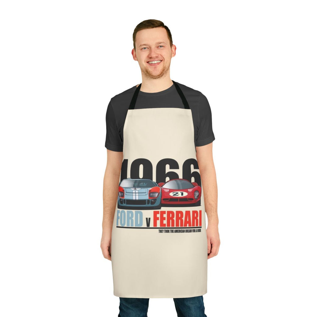 Automotive racing apron featuring Ford GT40 and Ferrari 330 P3 design