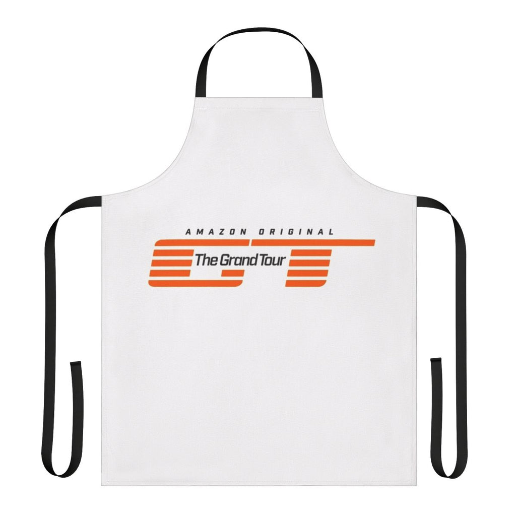 Automotive-themed cooking apron featuring car logos and designs