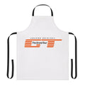 Automotive-themed cooking apron featuring car logos and designs
