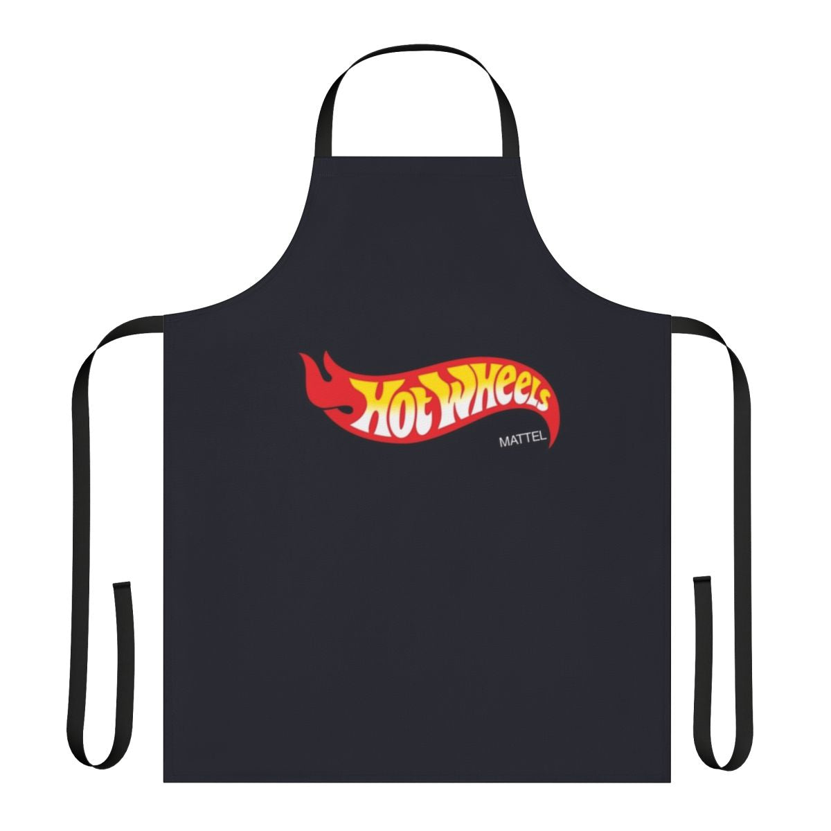 Automotive themed t-shirt apron featuring the Hot Wheels logo and design