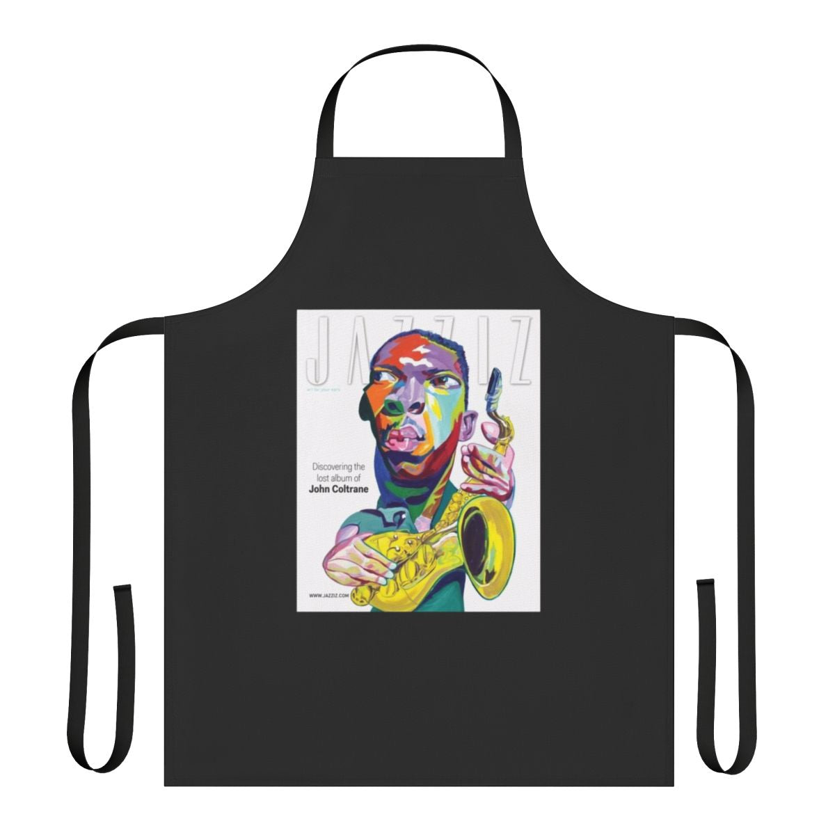 Autumn-themed apron featuring Jazziz magazine design