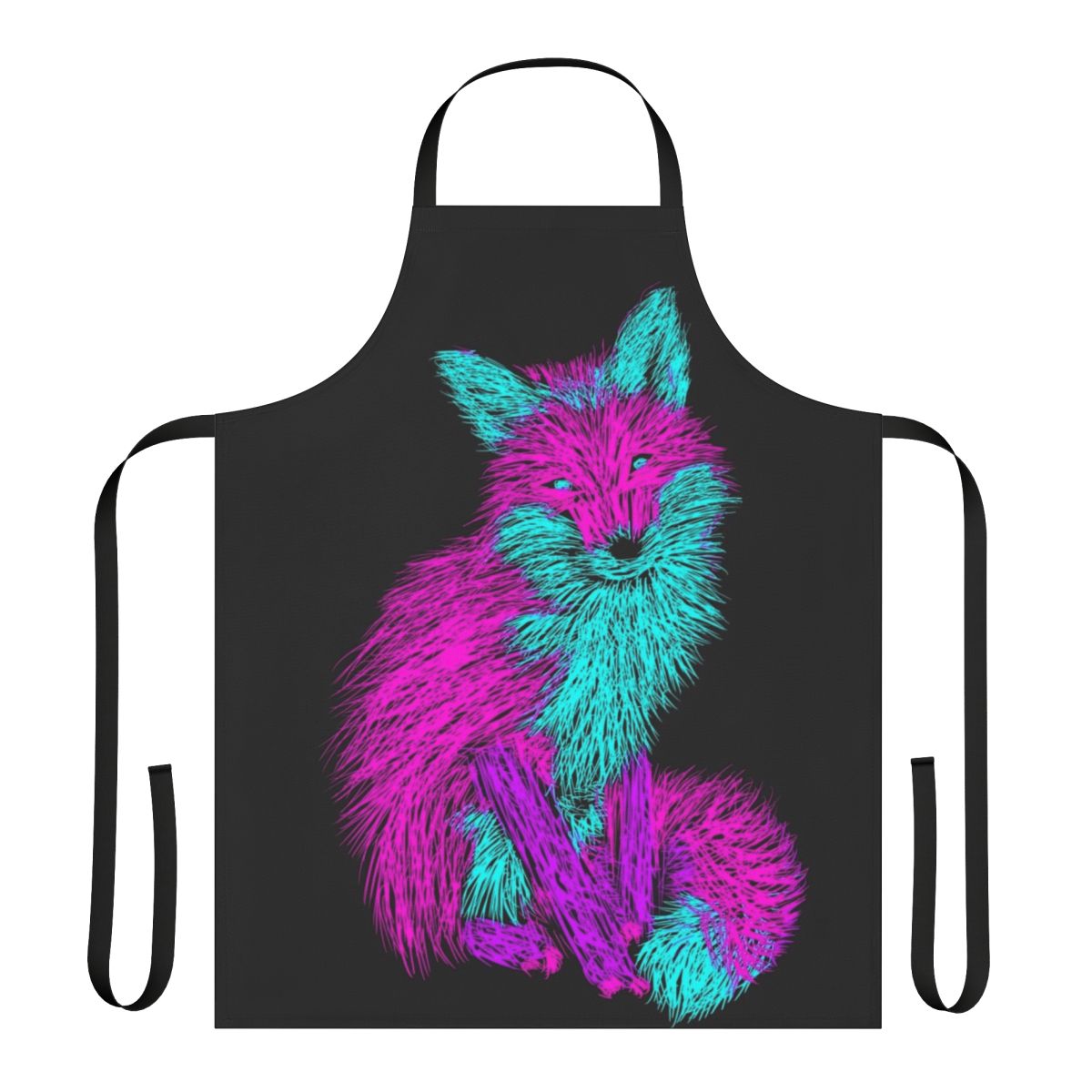 An apron featuring a design of a majestic red fox in an autumn setting.