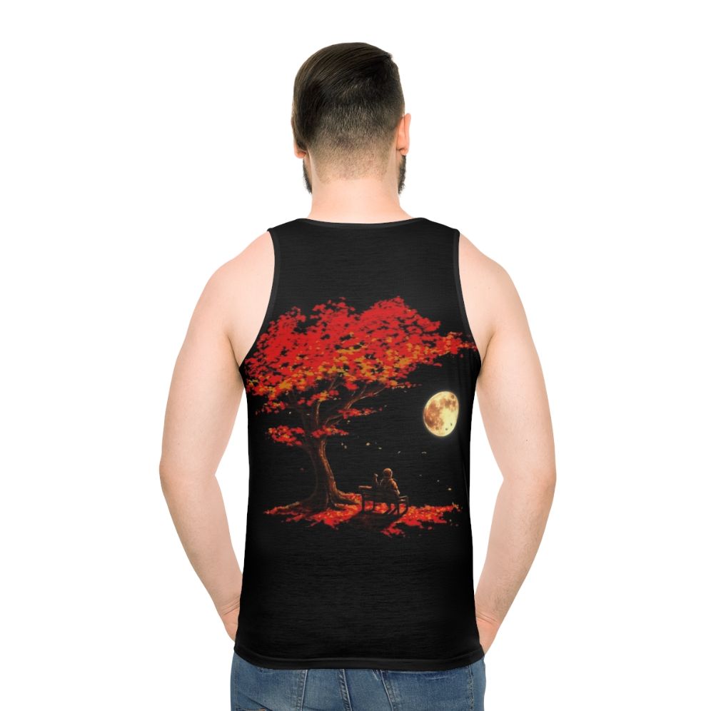 Autumn moon unisex tank top with space and nature design
